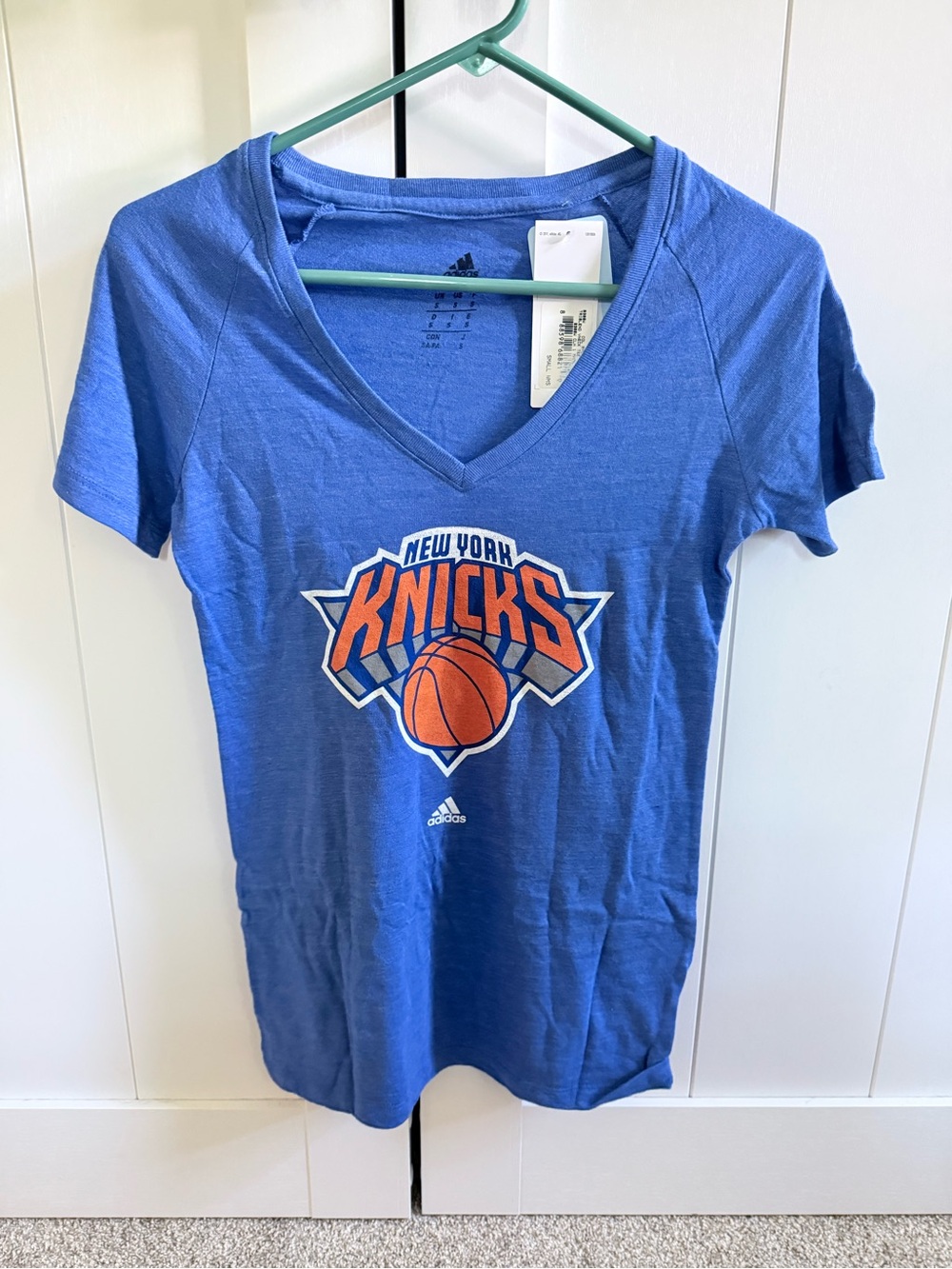 adidas Blue New York Knicks V-Neck Tee